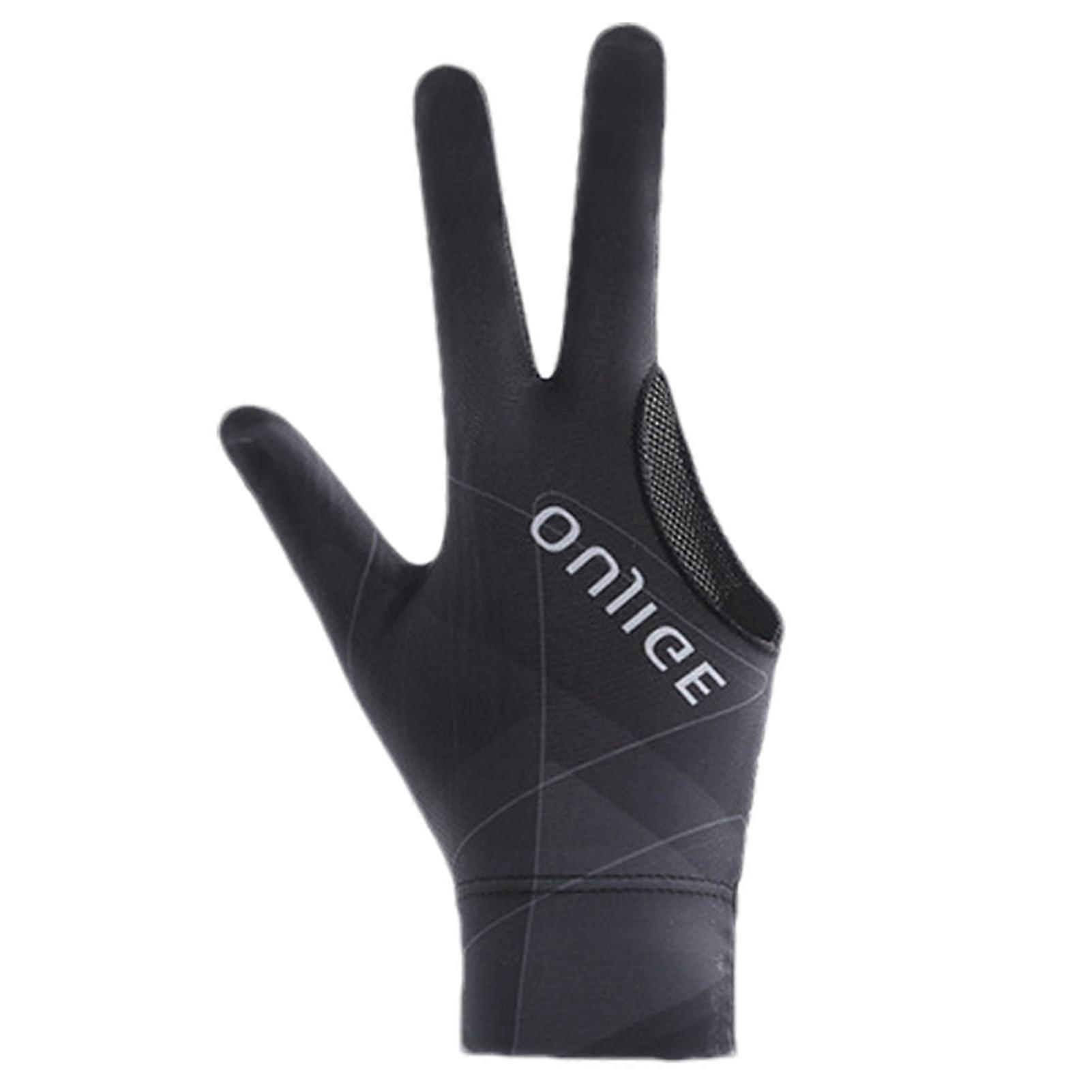 3-Finger Pool Gloves for Billiards, Non-Slip Breathable Wear-Resistant Cue Gloves for Men and Women, Black H