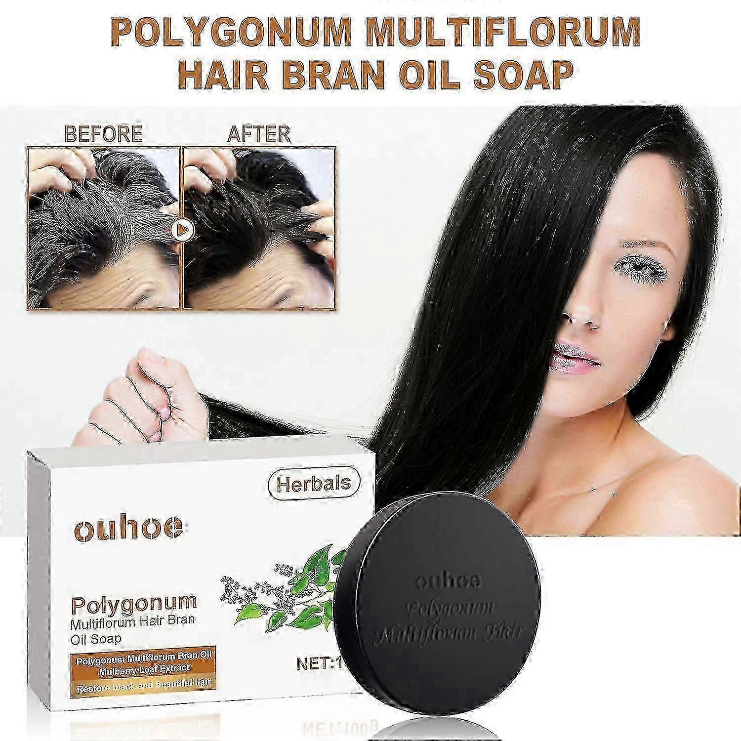 OUHOE Polygonum Multiflorum Mydło do szamponowania, oczyszczanie włosów Naturalne gęste nawilżające czarne włosy So