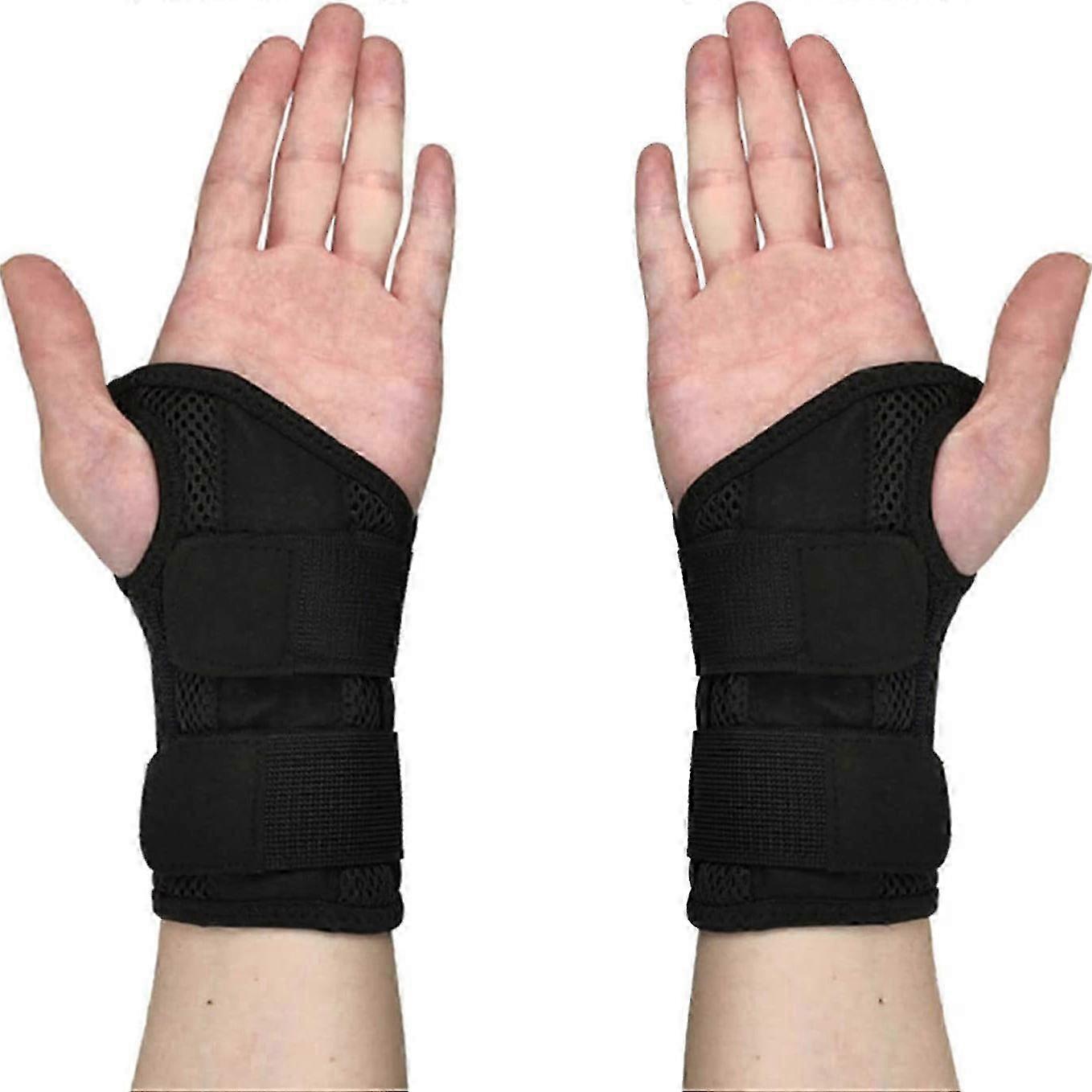 دعامة المعصم النفقية الرسغية لالتهاب الأوتار والتهاب المفاصل، جبيرة ليلية قابلة للتعديل - أسود (L/XL، يمين)