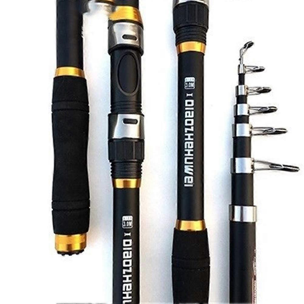 Carp Fishing Rod Telescopic Carbon Fiber 2.4m Black Durable Lancer Canne