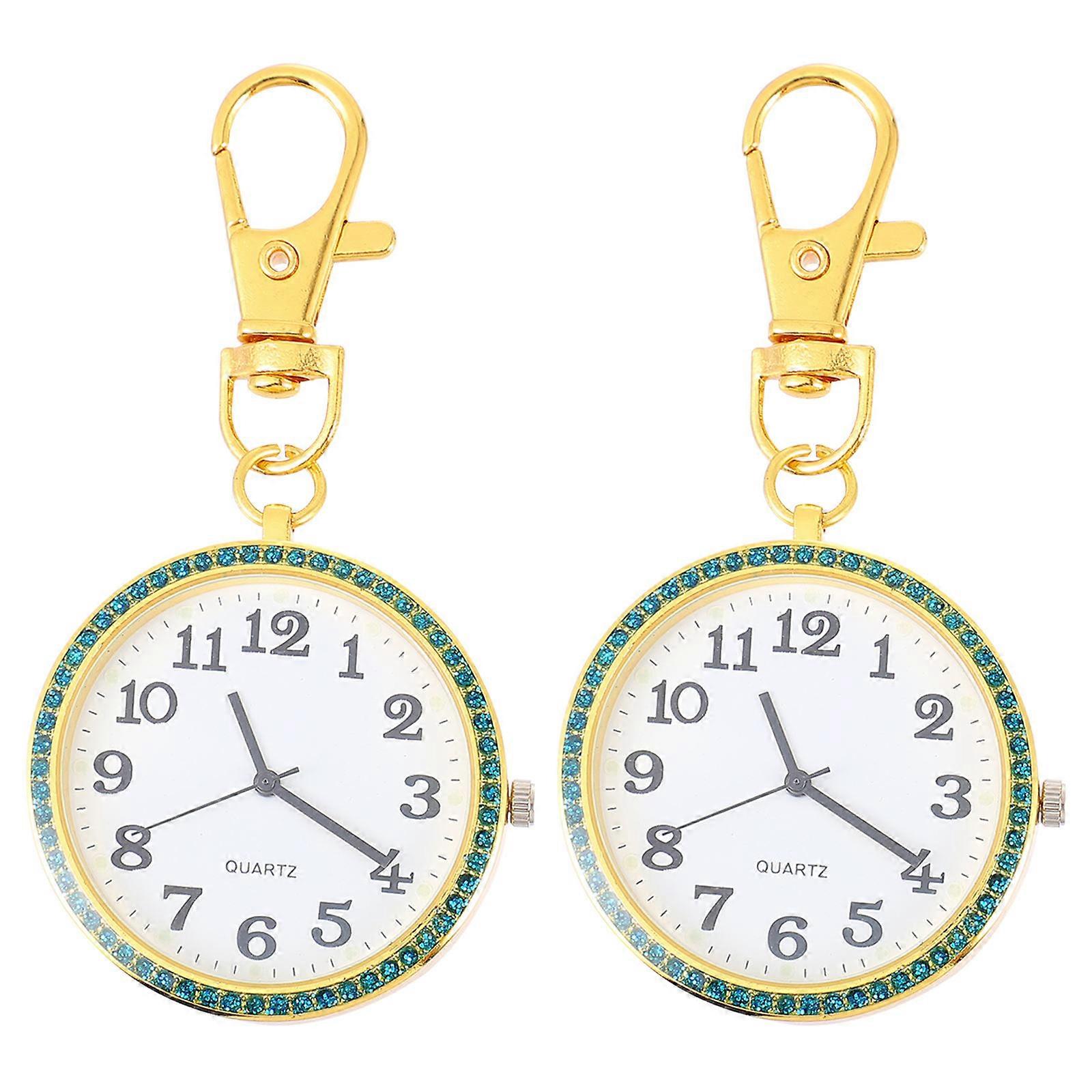 Key Chain with Elegant Pocket Watch, Enhanced by Rhinestone Embellishment