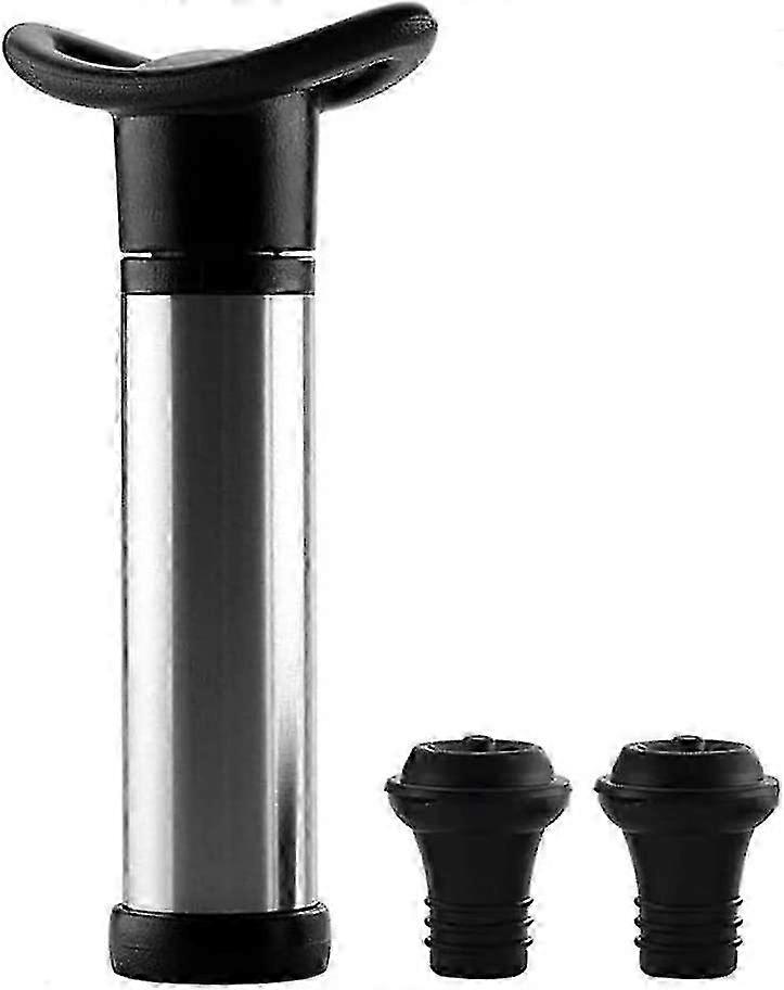 Vacuum Wine Saver Set - Manual Pump with 2 Stoppers (Black)