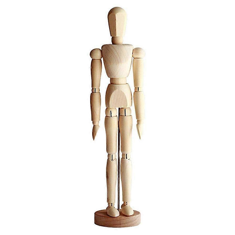 Wooden Mannequin, 13 cm High, Fine Human Mannequin Made of Wood, for Drawing and Painting, Large Artistic Mannequin with Base and Flexible Joints