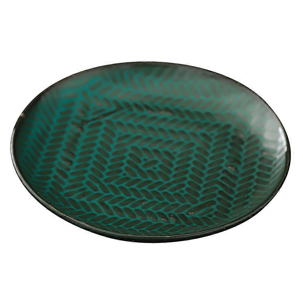 Tea Serving Tray Ceramic Tray Retro Style Adults Afternoon Tea Coffee Tray 17.2X17.2X1.8CM Stable Table Food Tray 1Pcs