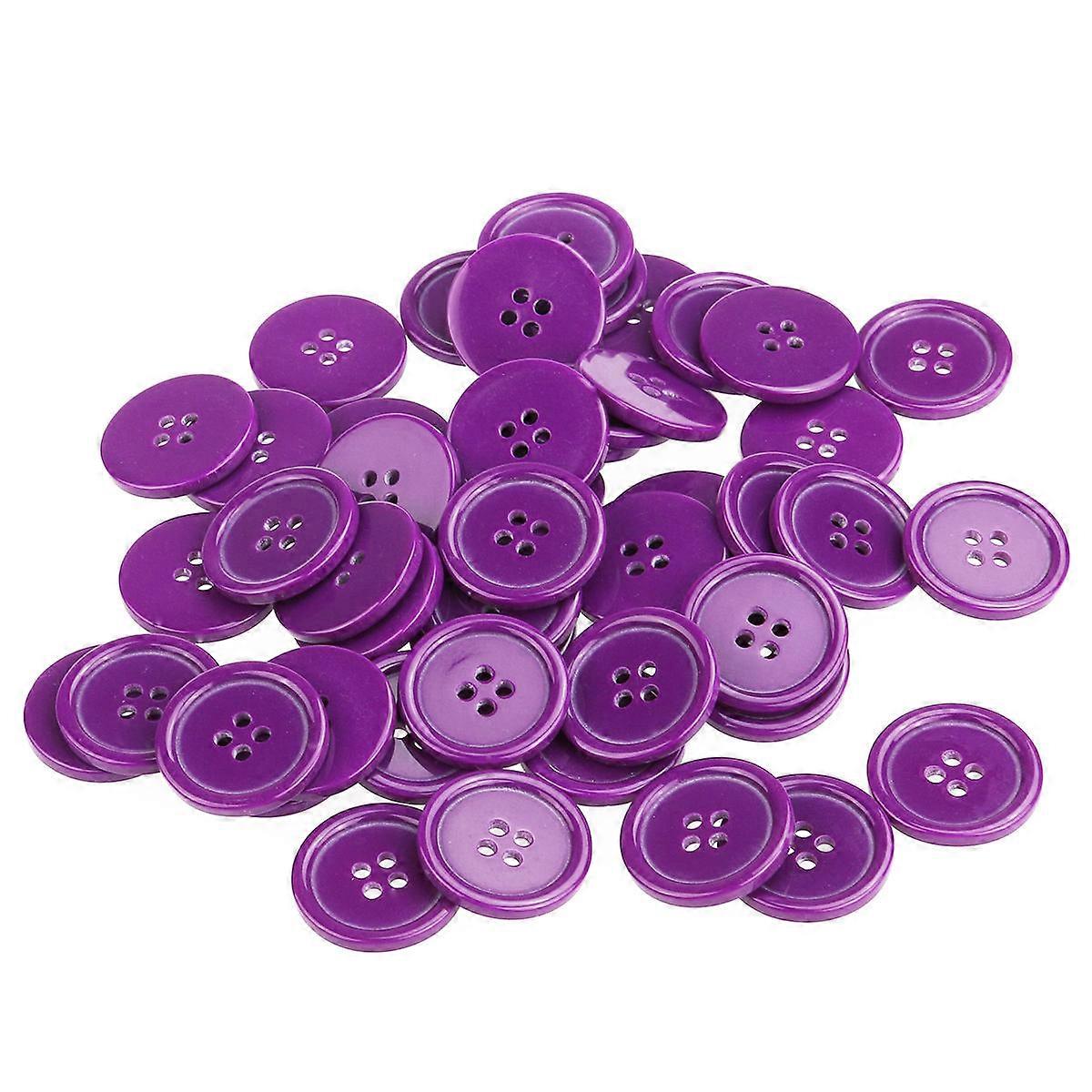 Mini Buttons Resin Sewing Buttons Purple Round 23mm Four Eye Button For Sewing Scrapbooking Knitting Projects 50Pack