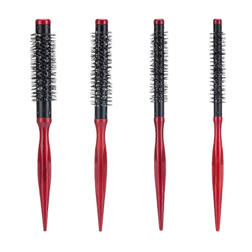 Styling Comb Solid Wood Curly Hair Tools Curling Round Roller For Girls M 4Pcs