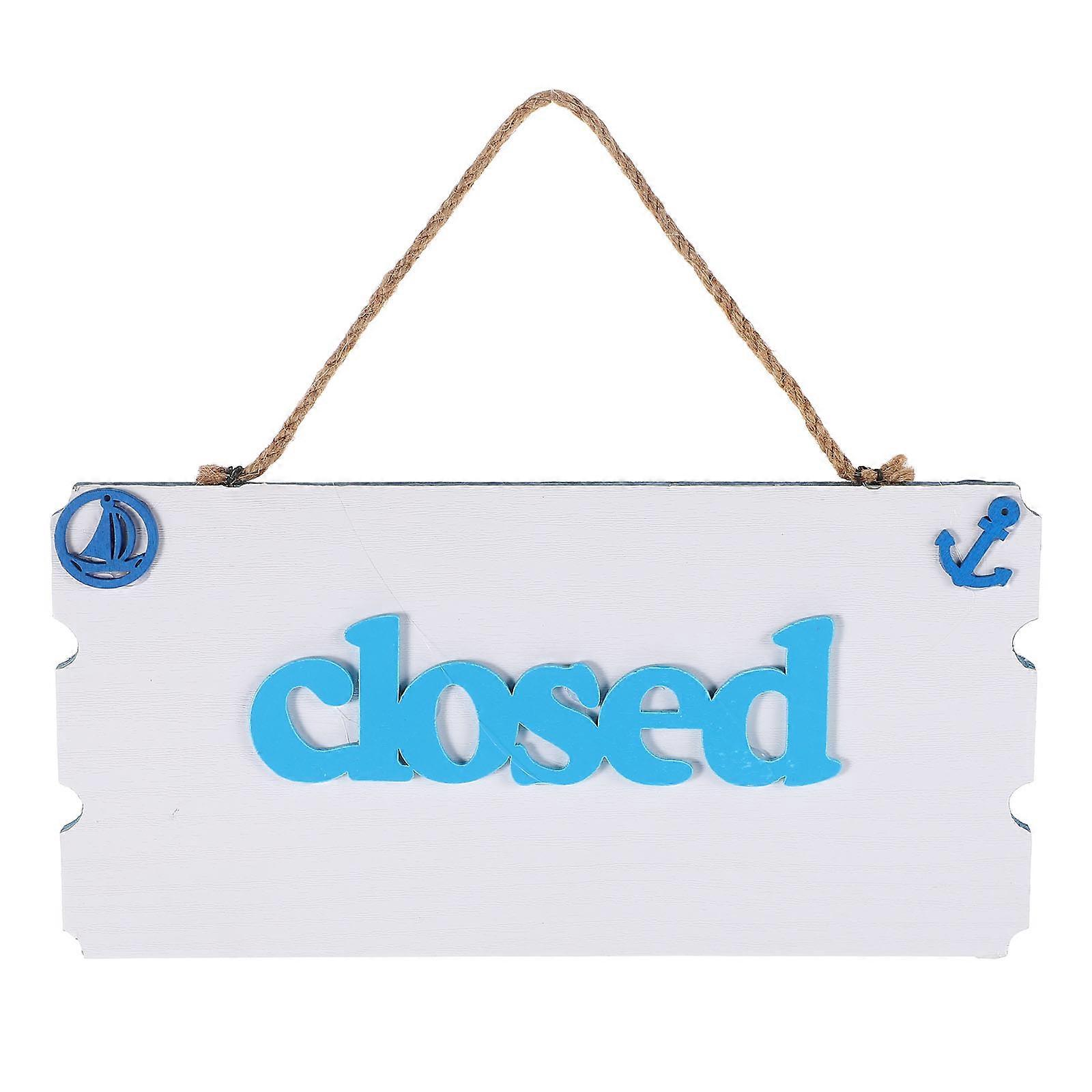 Shop Open Sign Sky-Blue Wooden Business Status Indicator Double-Sided Rectangular Vintage Style Indoor Use 1Pack
