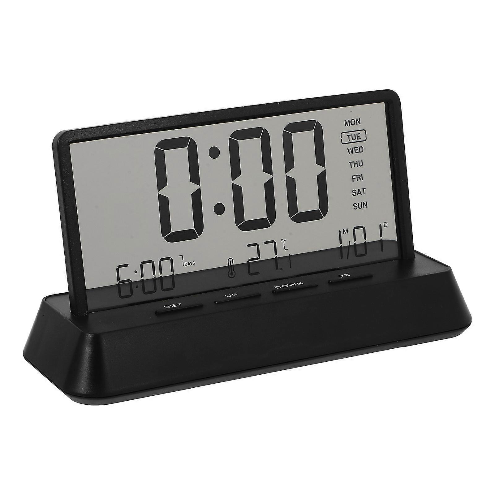 Small Table Clock Digital Alarm Clock for Study Room Time Display Date Display Weekday Display Temperature Display 12/24 Hour Switch 1Pcs