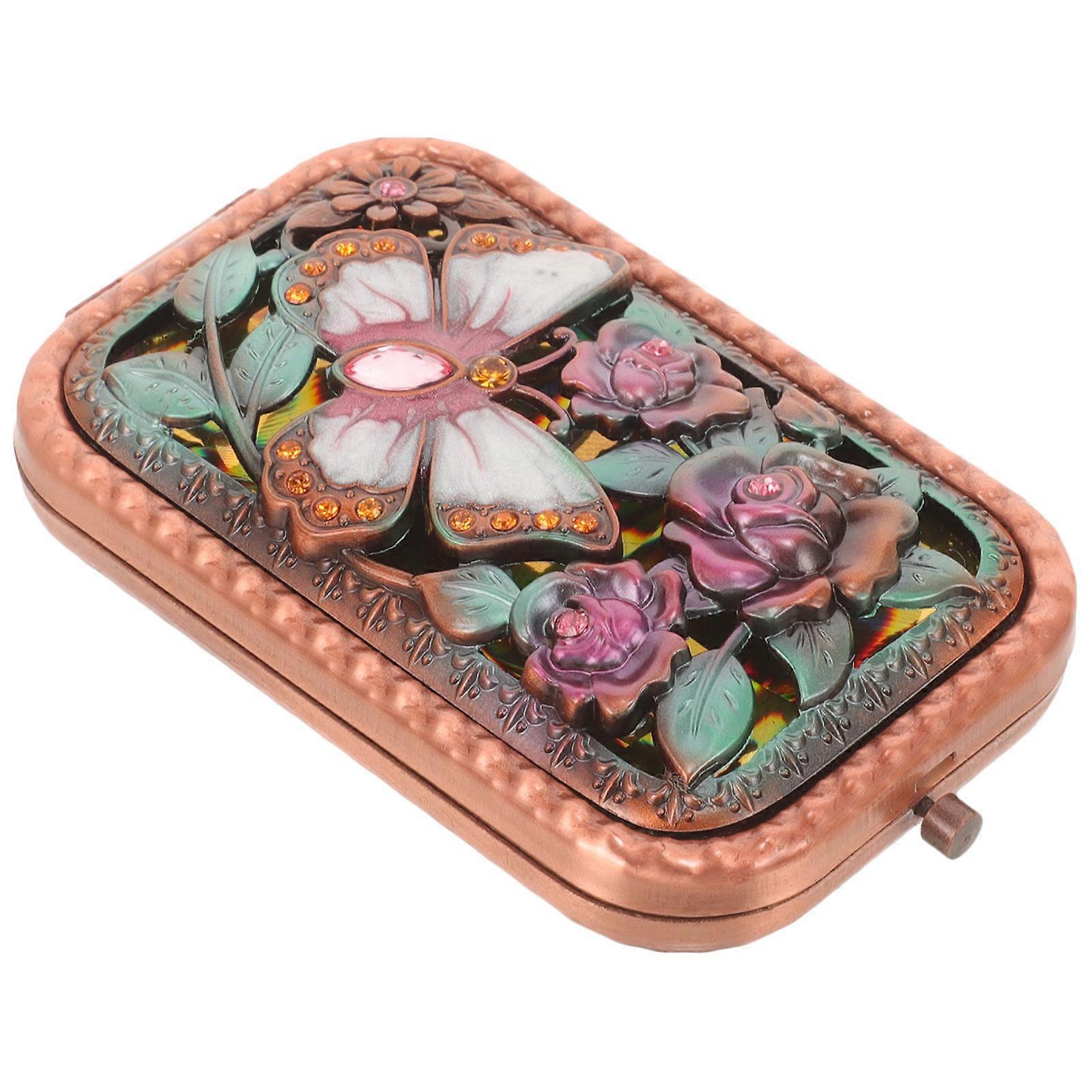Pocket Compact Mirror Handheld Mirror For Makeup And Personal Grooming Rectangular Shape Enamel Material 1Pcs
