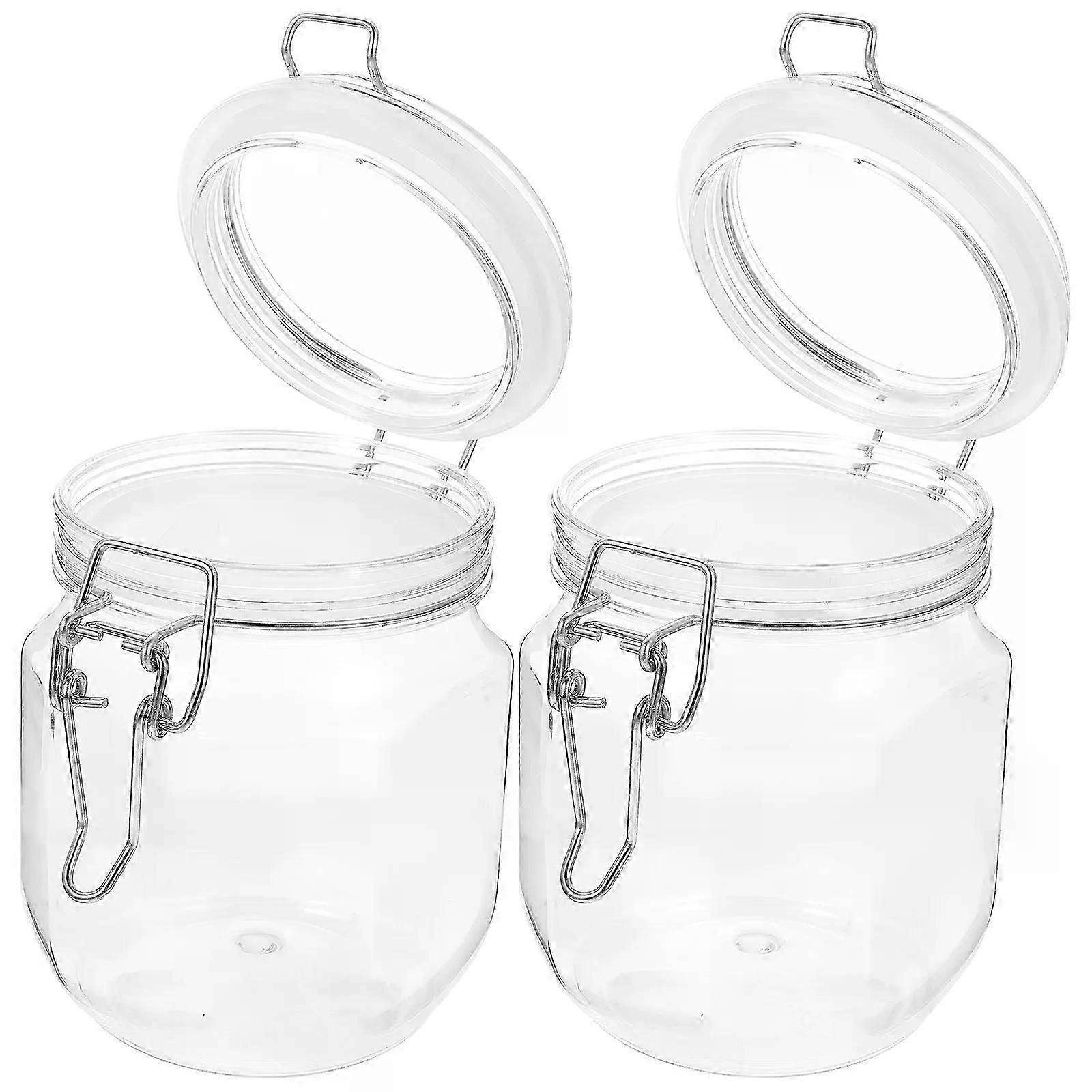 2 Pcs Airtight Honey Jar Small Bottles Jars Jam Storage Caviar Sealed Plastic Coffee Grounds Container