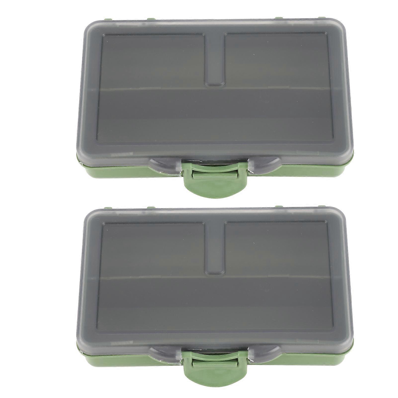 2 Pack Mini PP Fishing Hooks Storage Boxes 2 Compartments Fishing Tackle Box