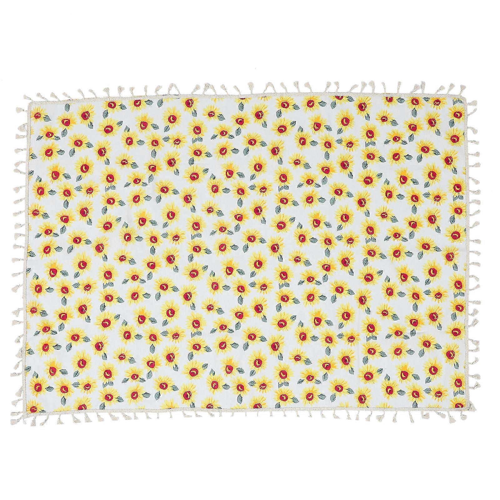 Dinner Table Cloth Wipeable Tablecloth Protect Table Decorate Table Rectangular Bohemian Style Light Yellow 140X100CM Linen 1Pcs