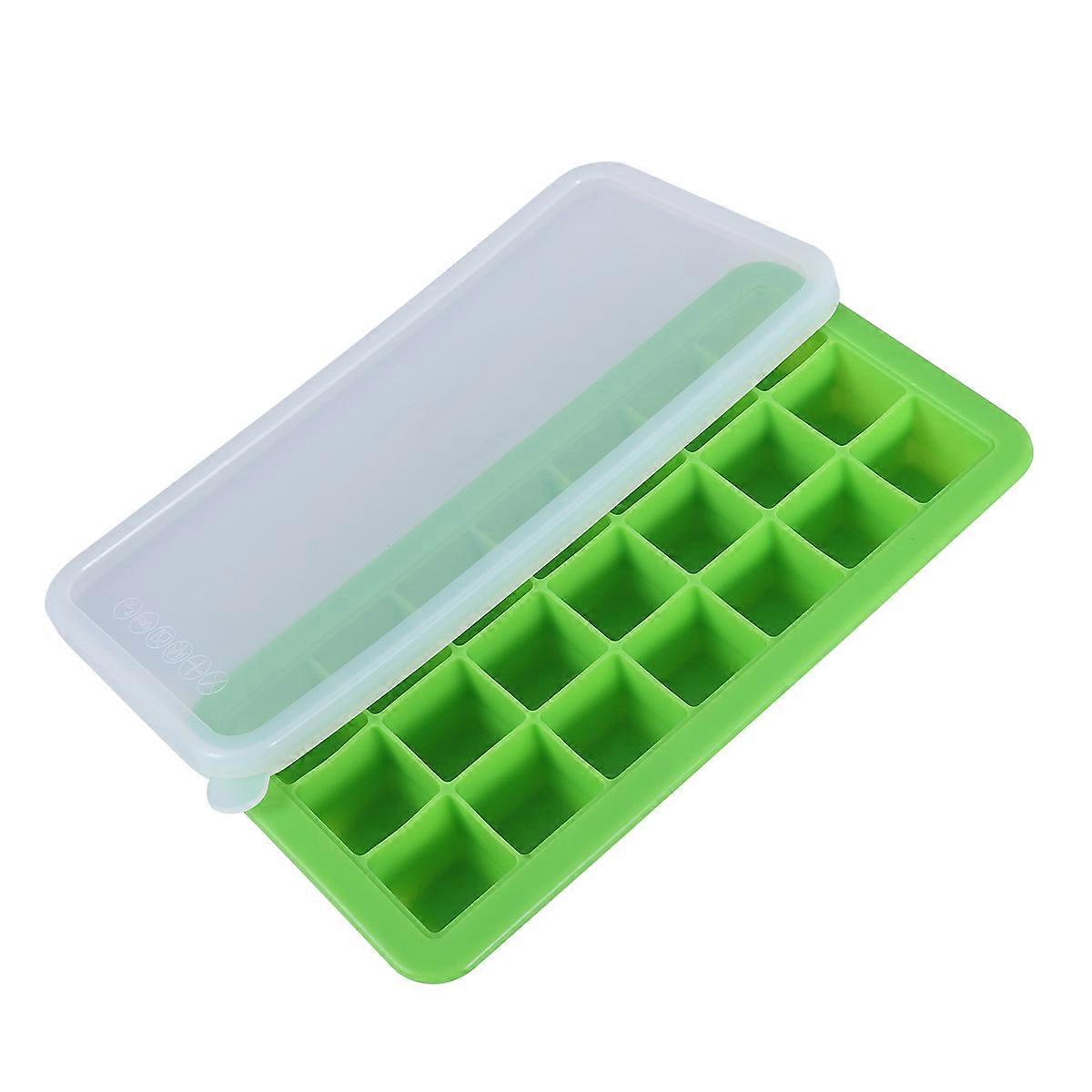 Silicone Ice Cube Molds With Lids For Home Cooking Special Day 21Grid Green 2Pcs