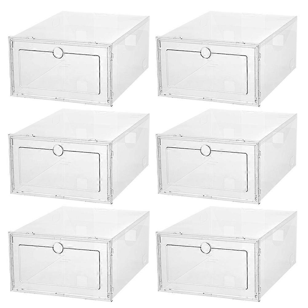 Transparent Plastic Shoe Storage Boxes with Drawer Design 6 Pieces Large Capacity for Easy