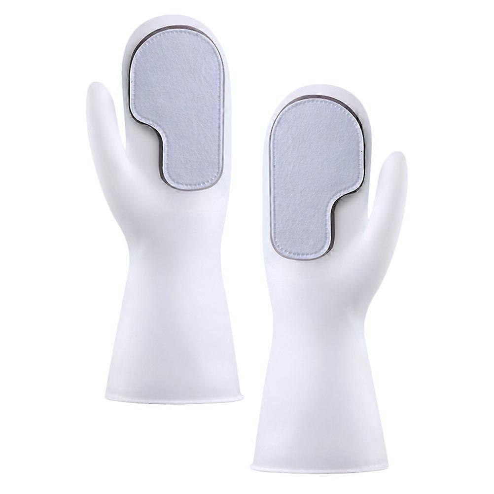 Glove For Kitchen Dishwashing Gloves Household Chores Protective Barrier PVC 31x14cm White Anti-stain 2Pairs