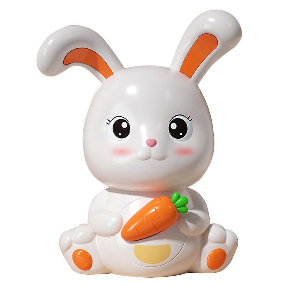 Cute Money Bank Bunny Statue Saving Money Cartoon Design White Plastic 20.4X15.4X10CM 1Set