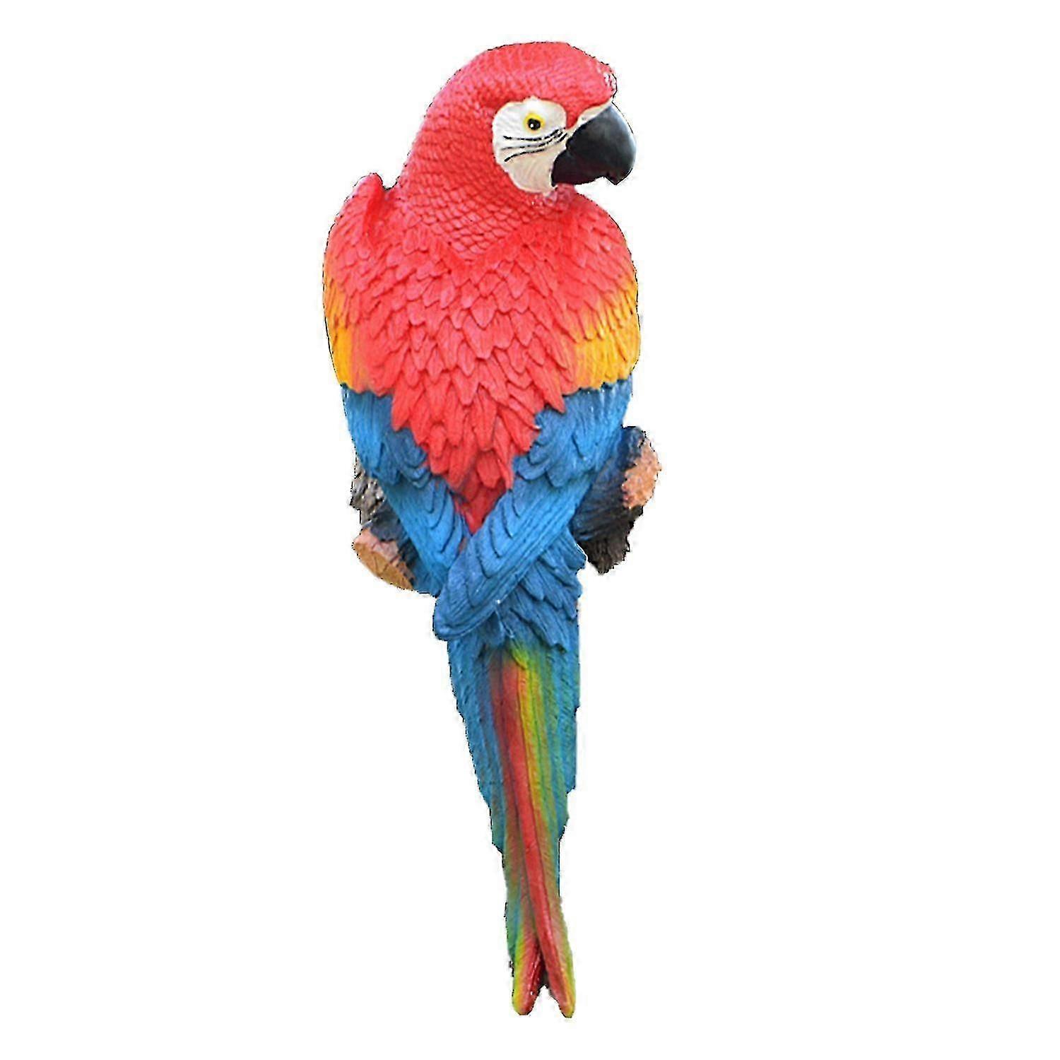 Parrot Statue Wall Mounted Vivid Multi-Color Realistic Parrot Ornament for Patio