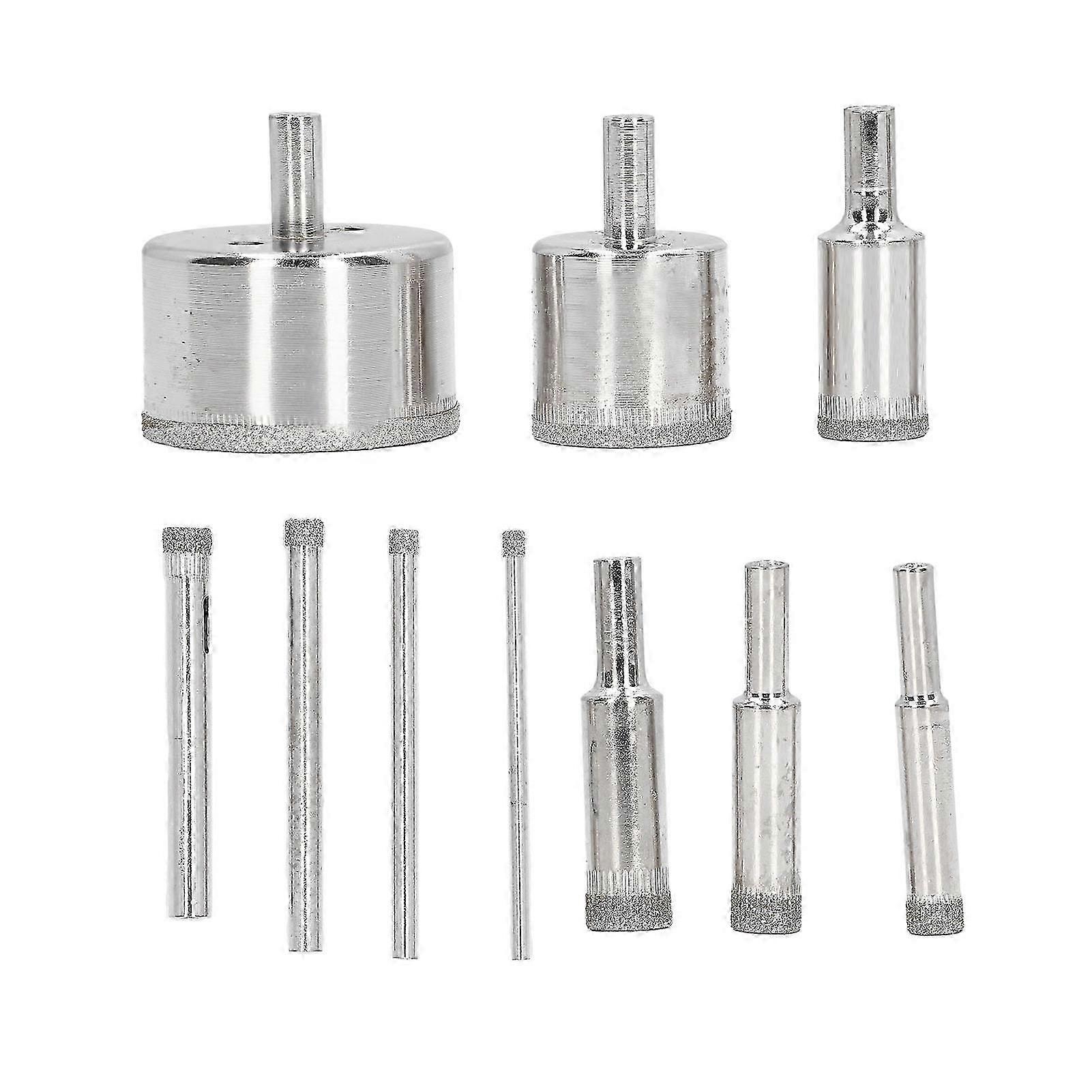 10 Pcs Diamond Drill Bits 3?50mm Hole Saw Glass Labor Saving Drilling Drill Bit Sharpener