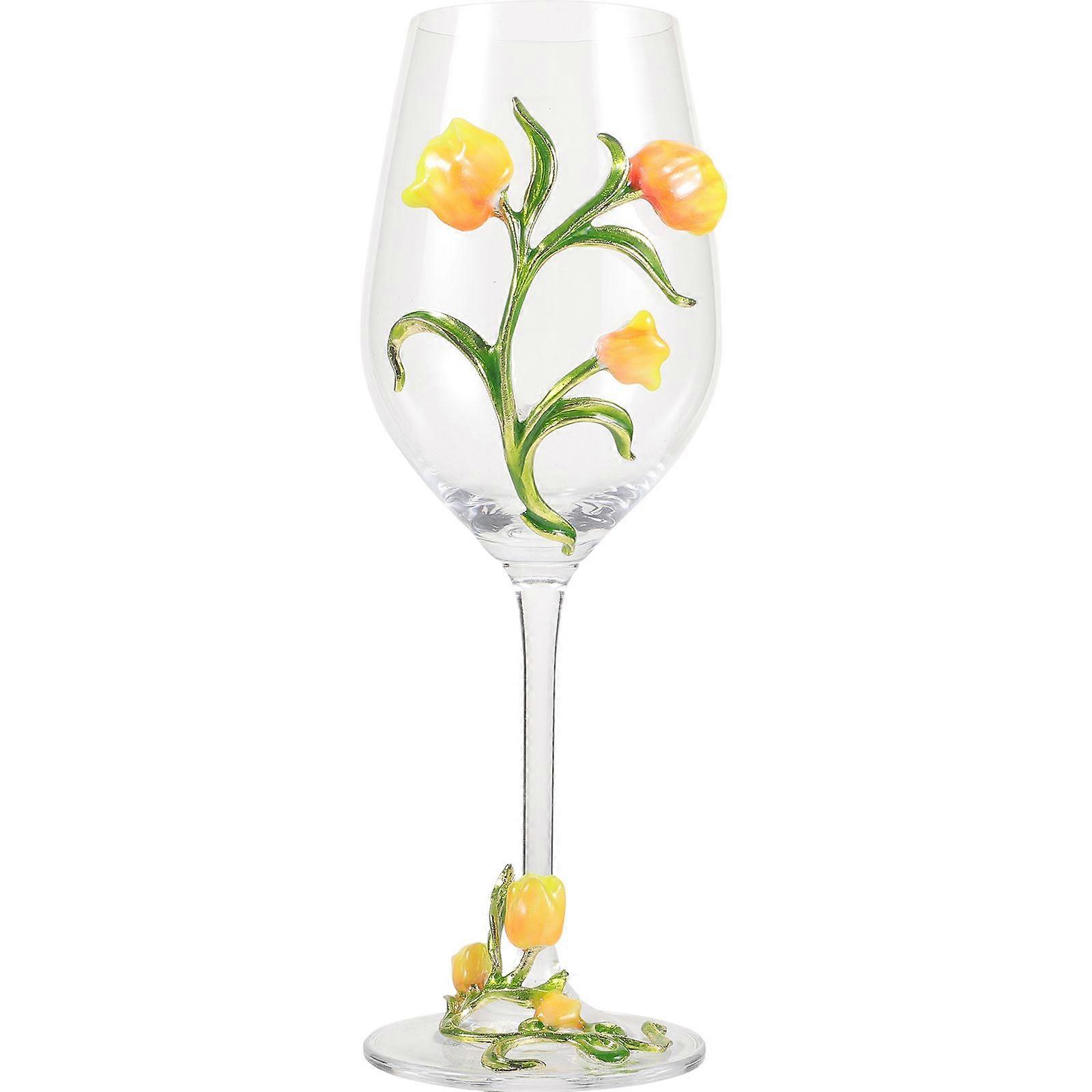 Wine Glass Creative Glass Wine Goblet Reusable Embossment Tulip Champagne Goblet