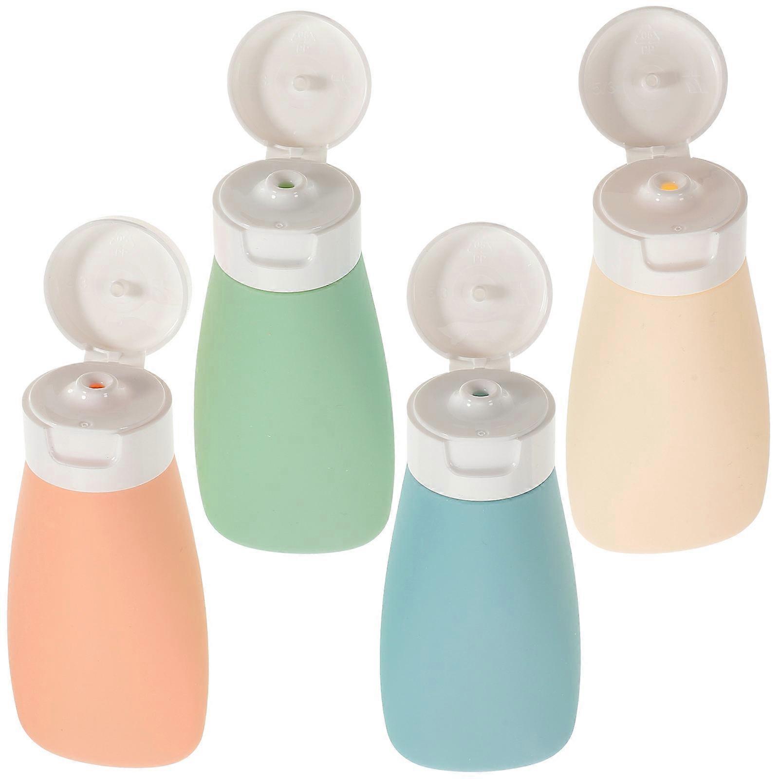 Refillable Travel Bottles Portable Plastic Containers Assorted Color 12x5cm Leak-Proof 4Pcs