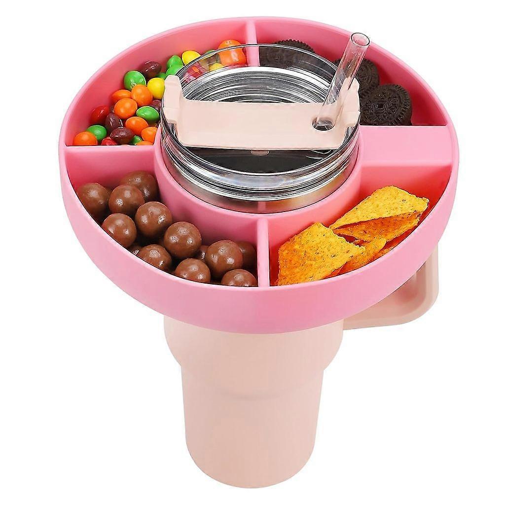 Round Snack Tray Compatible with 40 oz Glass - Pink