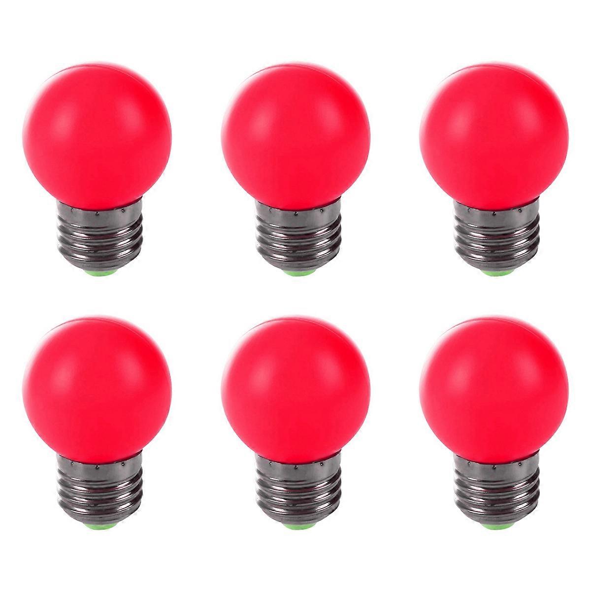 6X E27 LED Light Warm Red Bulb Plastic Bulb (0.5W Power, Red)