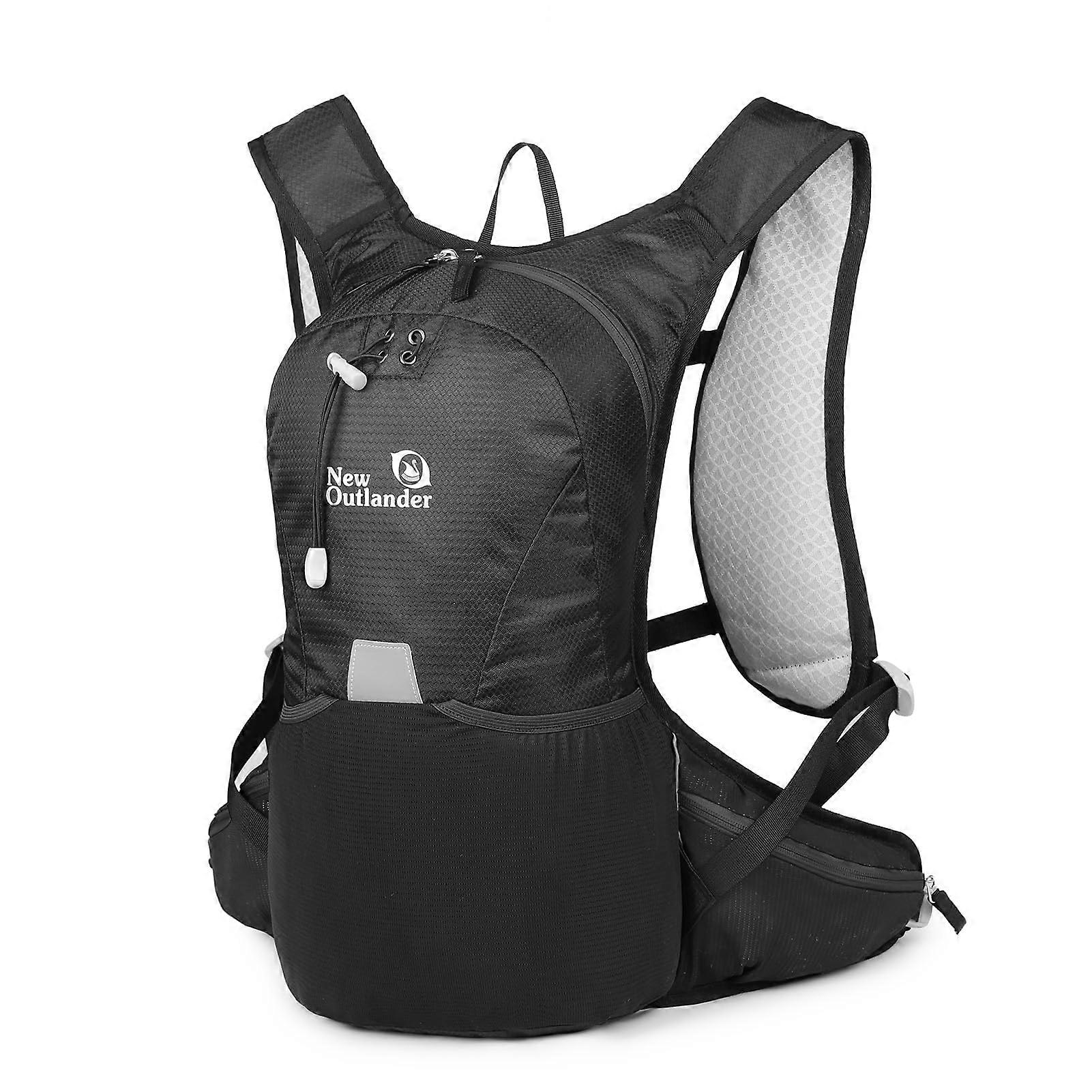 Hiking Backpack 12L Lightweight Hydration Pack with Adjustable Chest Strap, Reflective Design, Black Outdoor Day Pack