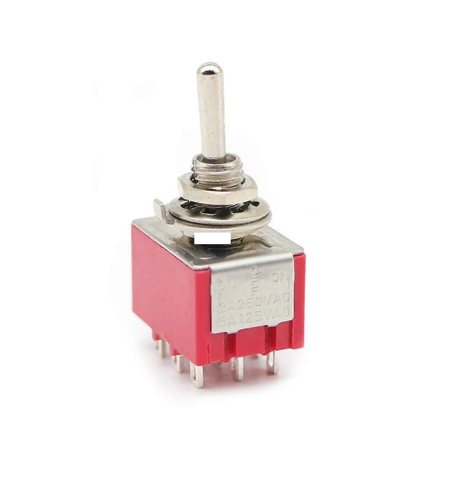 5pcs MTS302 Red 6 mm Toggle Switch 9Pin Switches 2/3 Position Latching Switch MTS303 SPDT ONOFF ON Cap (MTS303 ONOFFON)