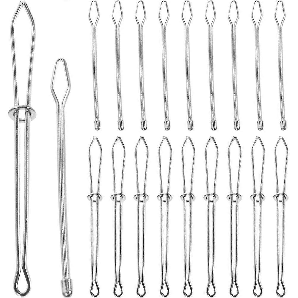 Drawstring Threading Tool Sewing Thread Apparatus Home Use Silver 1X1X8.3CM Threading 30Pcs