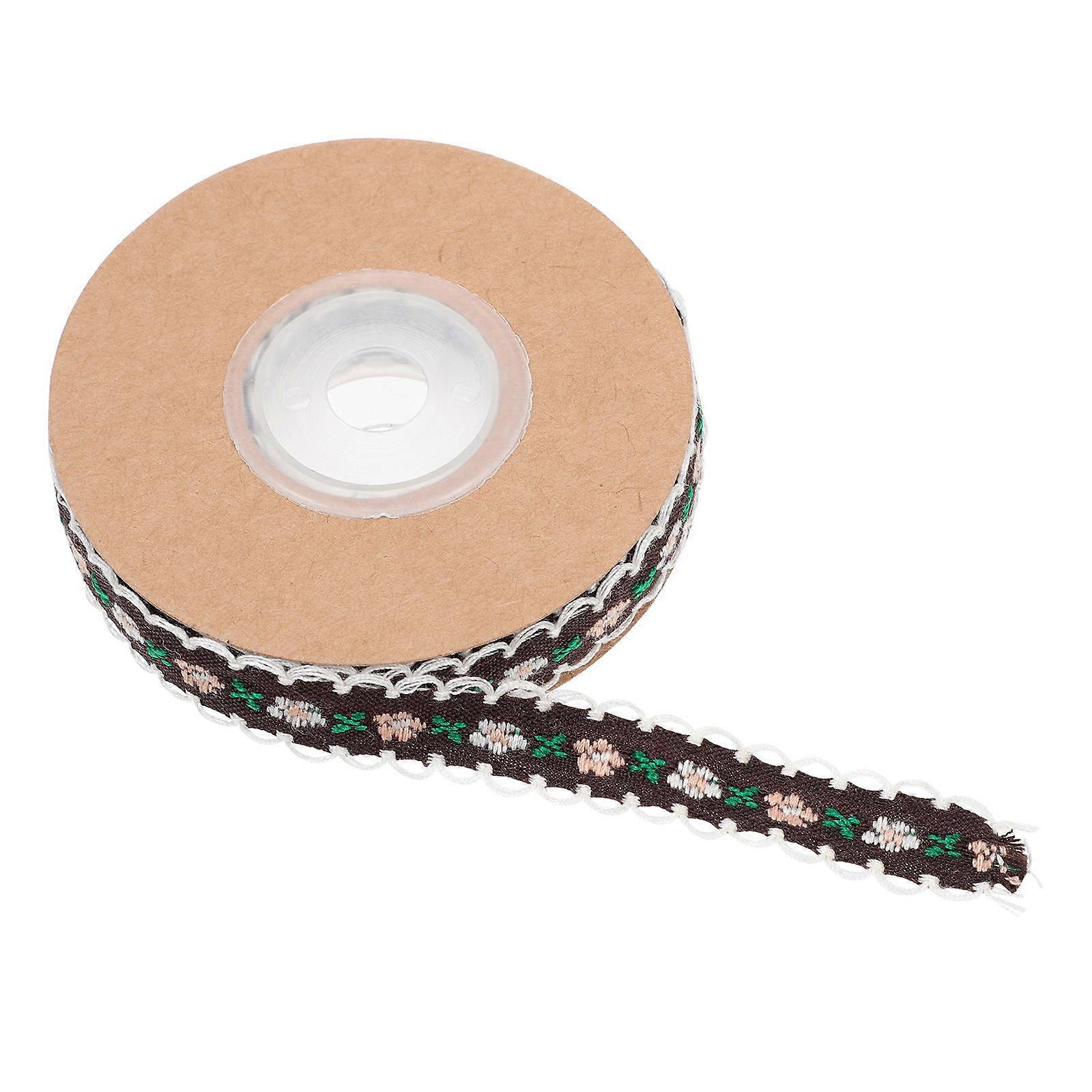 Ethnic Embroidered Ribbon Decorative Ribbons For Crafts present Wrapping Diy Decoration 457.2X1.2cm Coffee Polyester 1Pcs