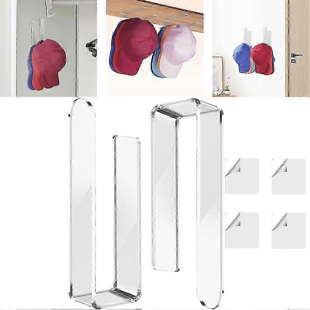 2 Solid Acrylic Wall-Mounted Hat Hooks, Baseball Cap Organizer, Multi-Purpose Hat Holder