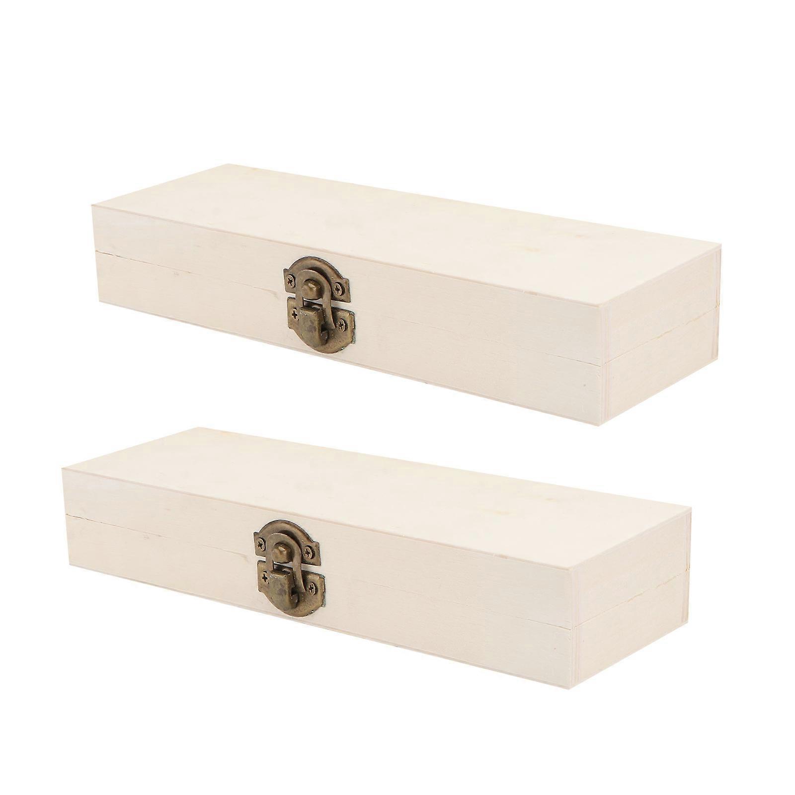 Pen and Pencil Holder Wooden Tool Box for School Beige 21x7cm Student Stationery Bag 2Pcs