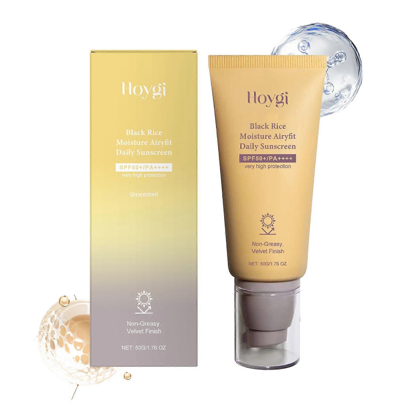 Black Rice Moisture Face Sunscreen Broad Spectrum SPF 50Protection Non-Greasy Velvet Finish No White Cast For All Skin Types Daily Skin Care Travel Si