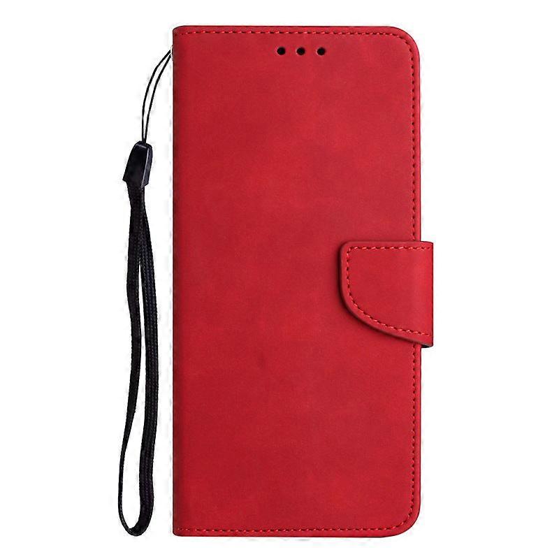 جراب لفون 13pro أحمر صلب فليب بليد بطاقة فتحة جلد صلب ملمس البشرة مشبك No4026