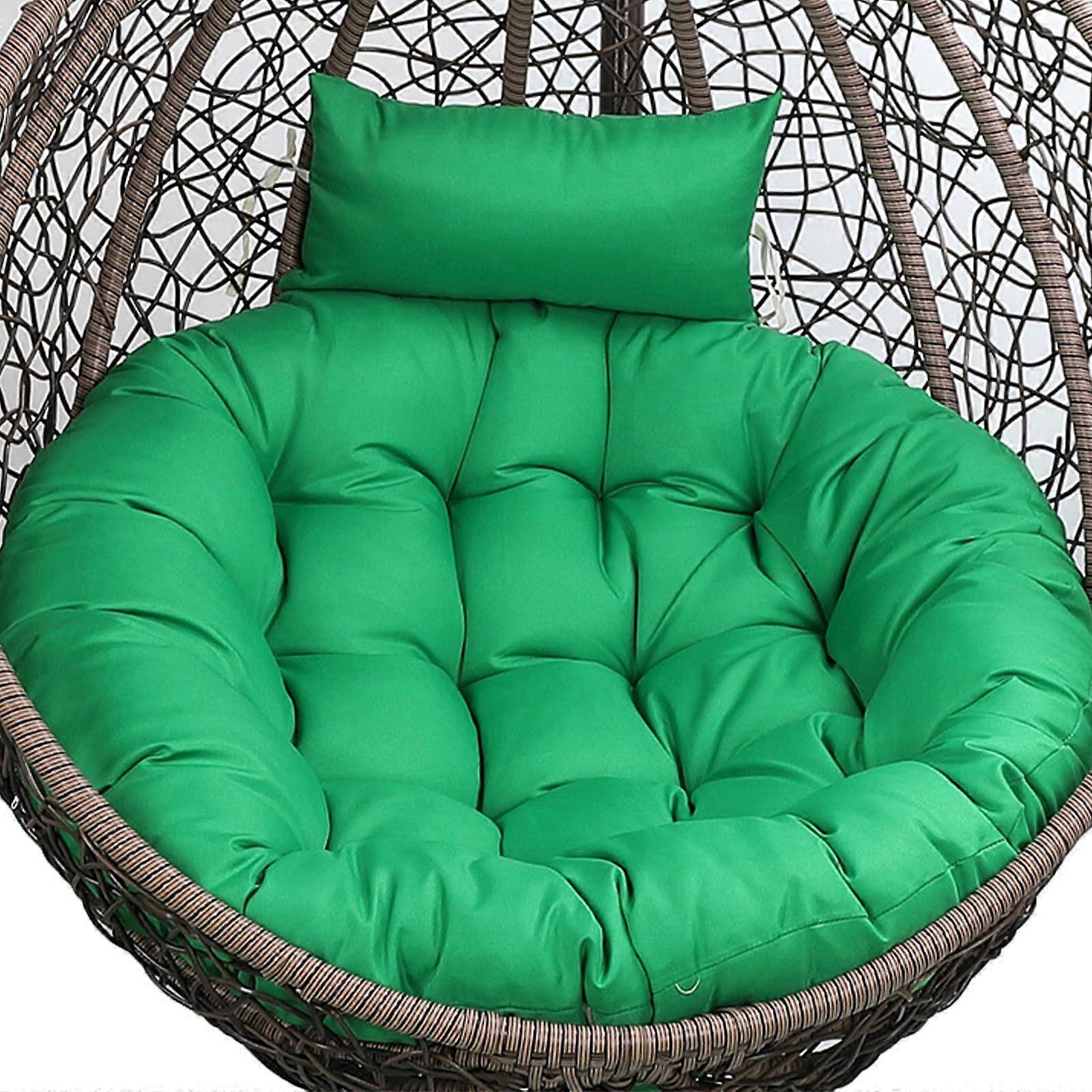 Egg Swing Chair Cushion with Headrest, Washable, Round, Hanging Basket (Green)