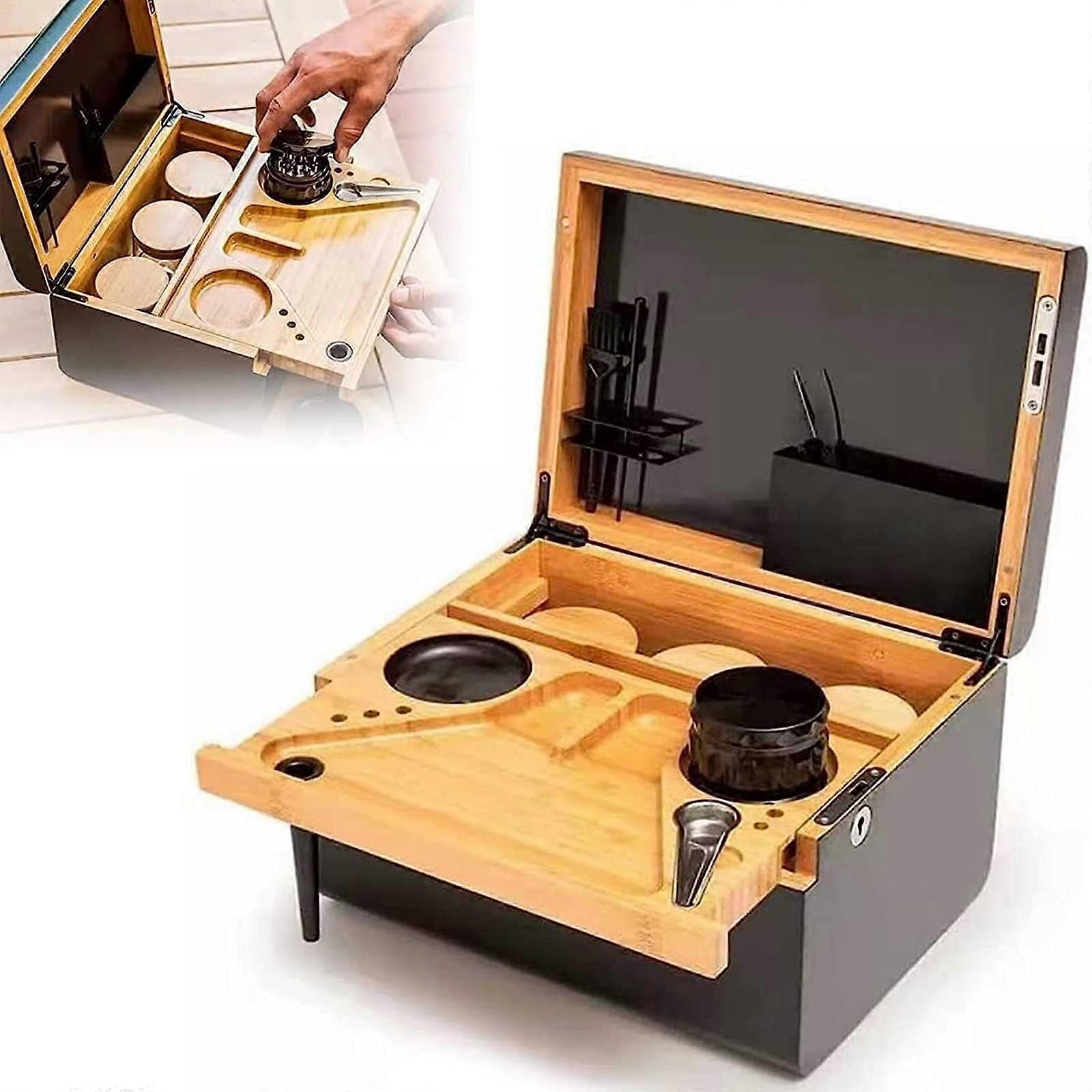 Wooden Storage Boxes Removable Pallet Storage Boxes Bamboo Cabinet Brown