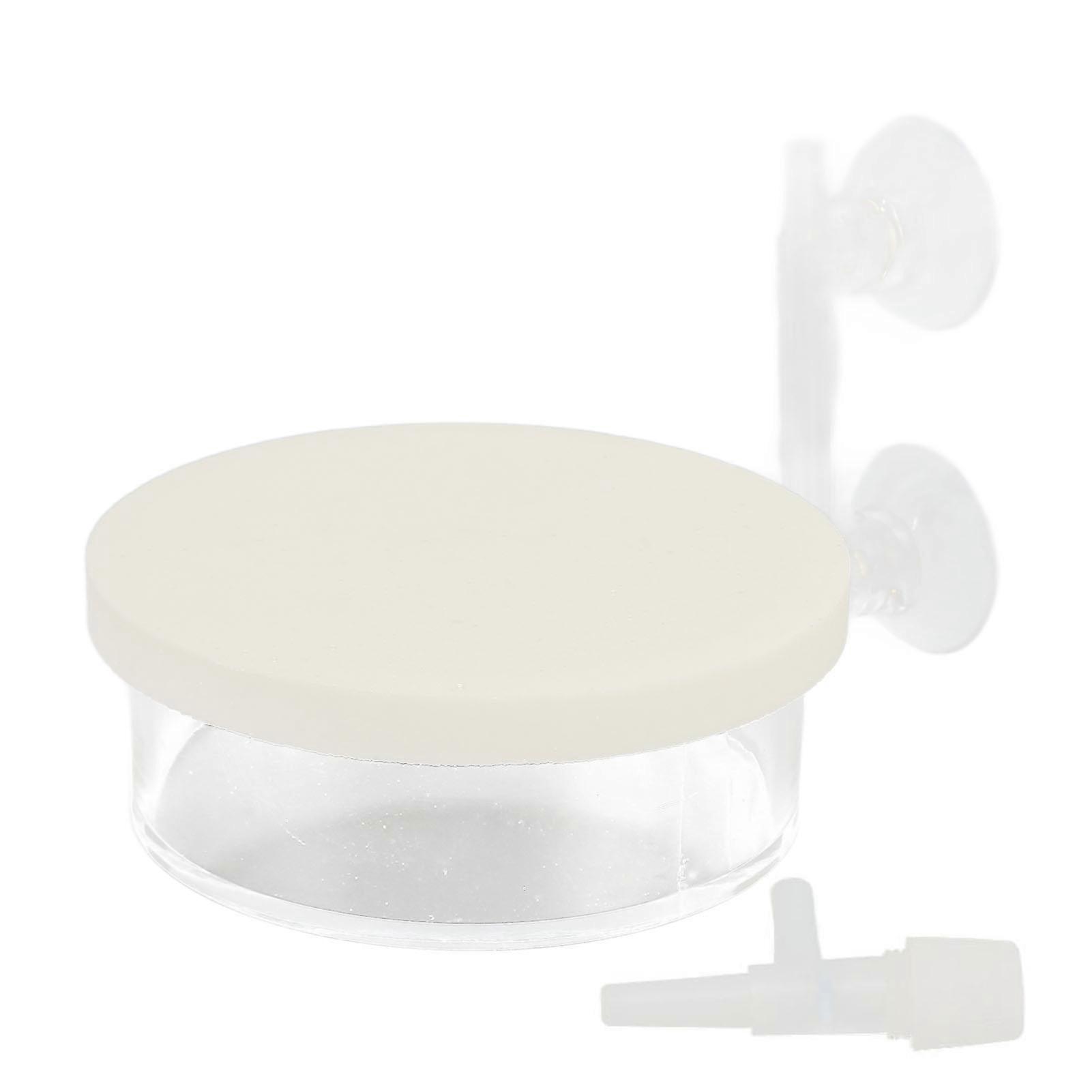 Aquarium Air Refiner High Dissolved Quiet Adjustable Fish Tank Nano Air Stone Disc with Double Suction Cups L White