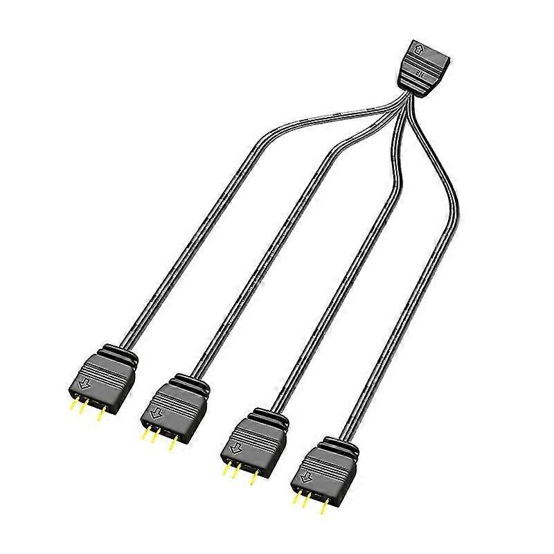 Coolmoon Argb Splitter 5v 3 Pin 1 To 4 Universal 33.5cm Mainboard Argb Extension Cable With Protective Cap For Desktop Kaesi