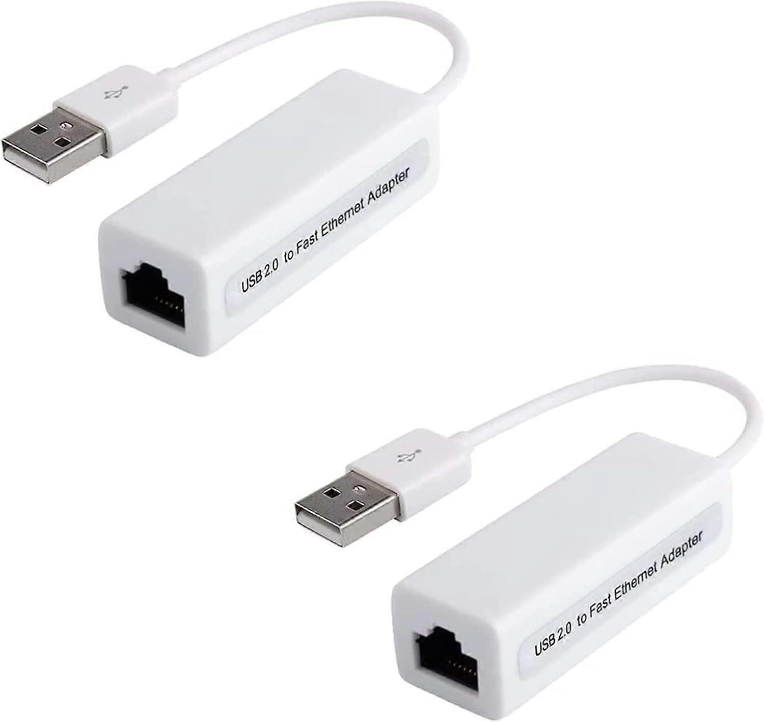 Set mit 2 Gigabit Ethernet Netzwerkadaptern 100mb LAN USB 2.0 USB A auf RJ45 PC Notebook Ultrabook Tablet Windows Mac -Weiß (2, Weiß) ZeGoods