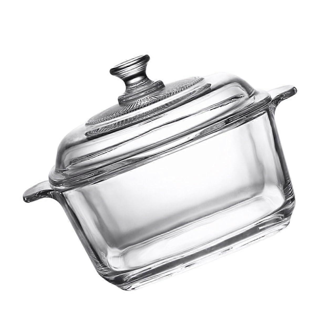 Microwave Bowl 1 x Clear Glass Serving Bowl with Lid, Round Casserole Dish, Bakeware for Microwave and Oven Use