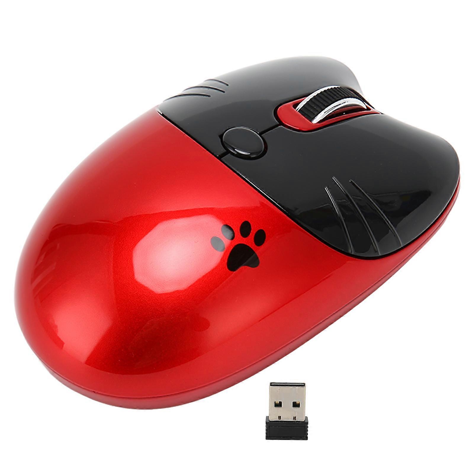 Wireless Mouse BT5.1 Or 2.4GHz Silent Click Adjustable DPI Auto Sleep Office Mouse for Girl Working Family School Cafe Red 