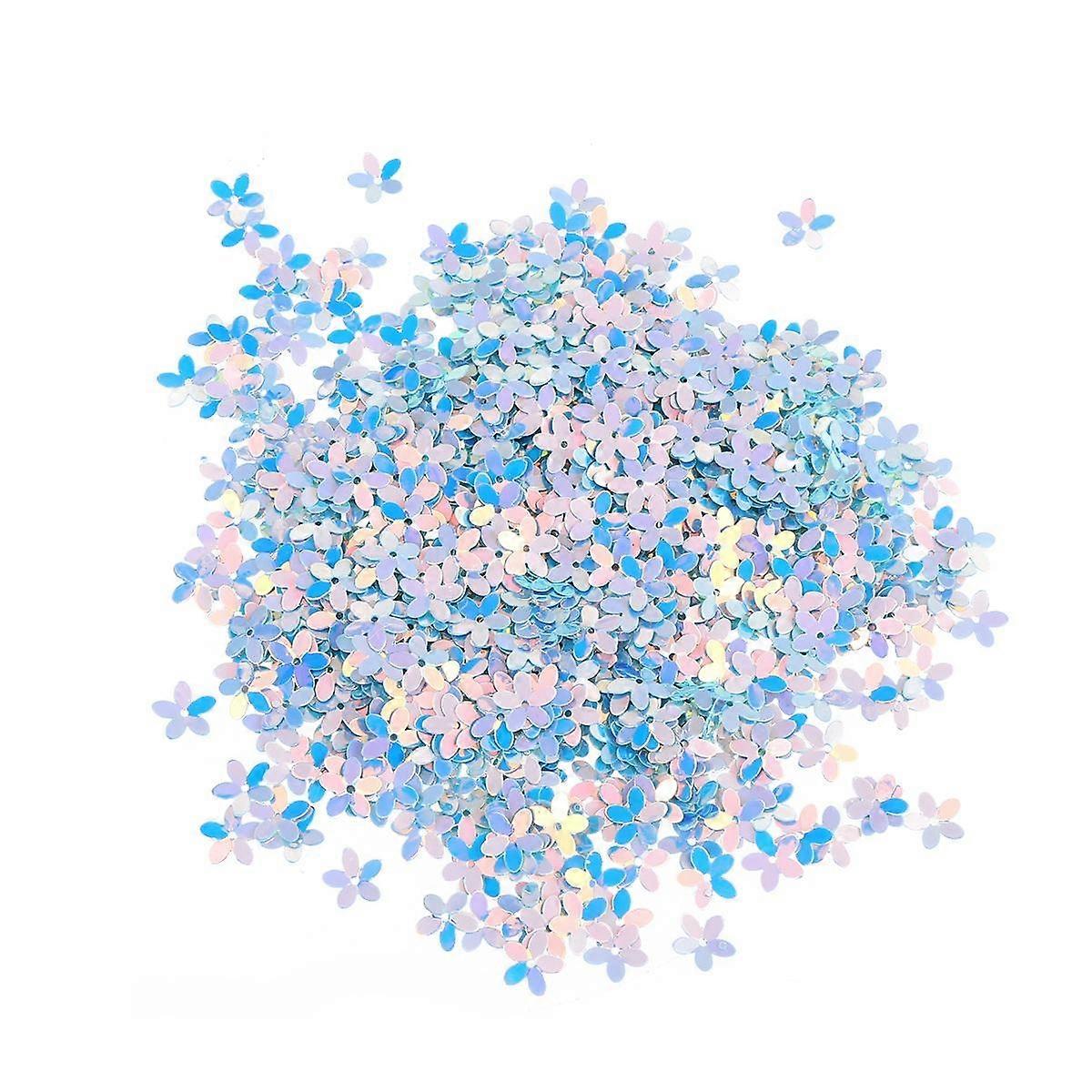 Flower Sequined Appliques Five-Petal Sequins PVC Bright Light Blue 10Mm Decoration 800Pcs