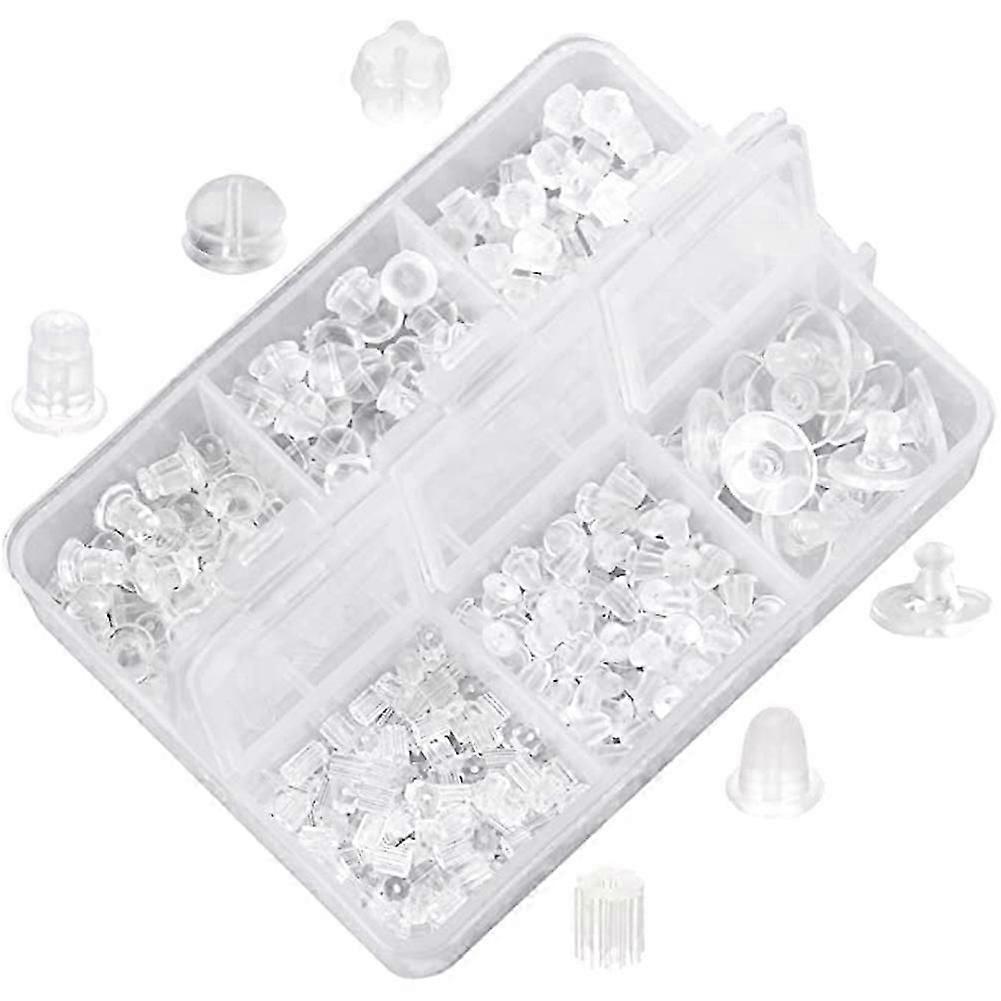 Earring Silicone Earring Back 6 Clear Rubber Earring Safety Back Plug Replacement Kit (550 -600pcs)