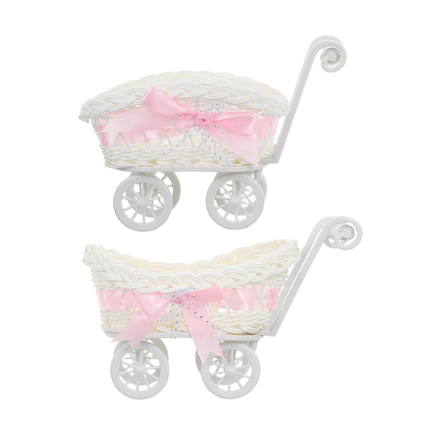 Craft Basket Sturdy Construction Pink Shower Wedding Party 2pcs