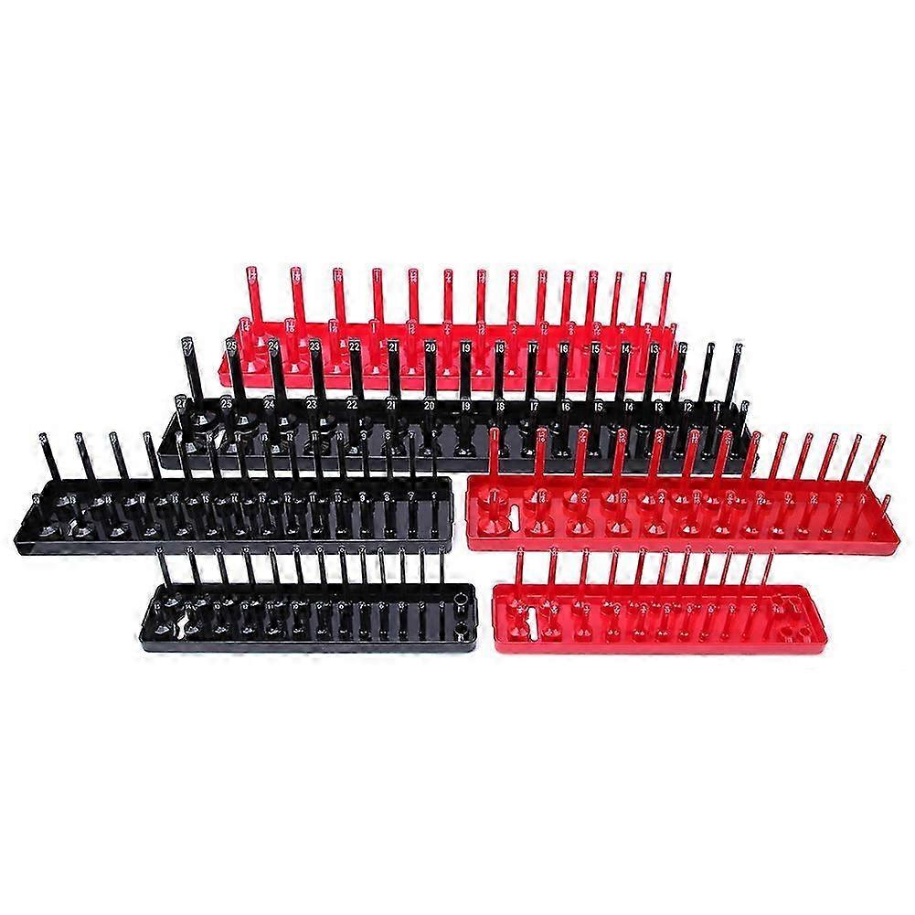 6PCS Metric/Inch Socket Holder Organizer Multifunction Plastic Socket Storage Rack Tray