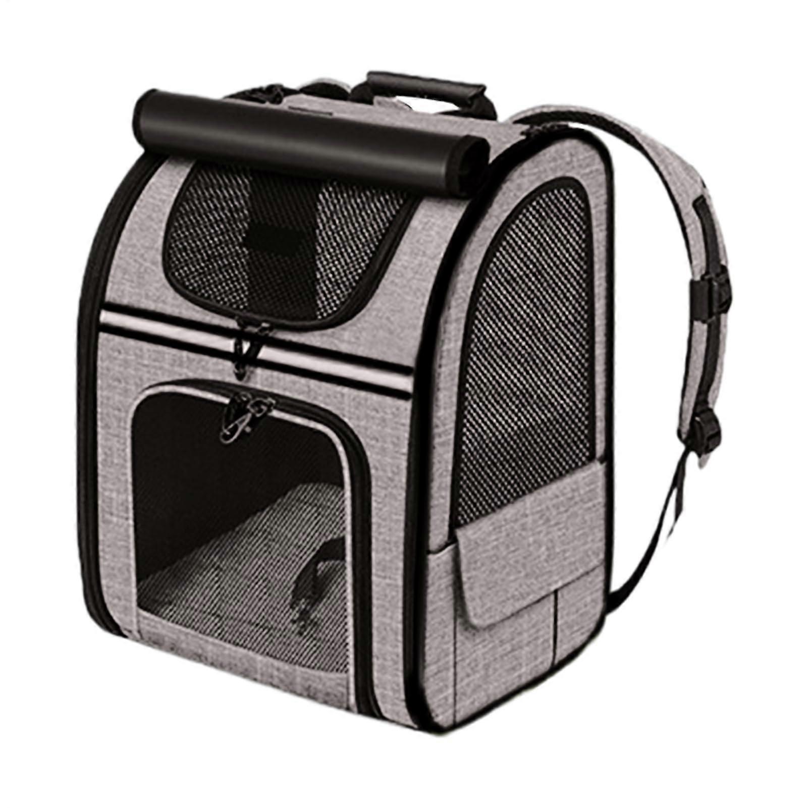 Katzentragerucksack Expandable Cat Carrier Backpack For Outdoor Travel Breathable Foldable Gray With Black Rabbit