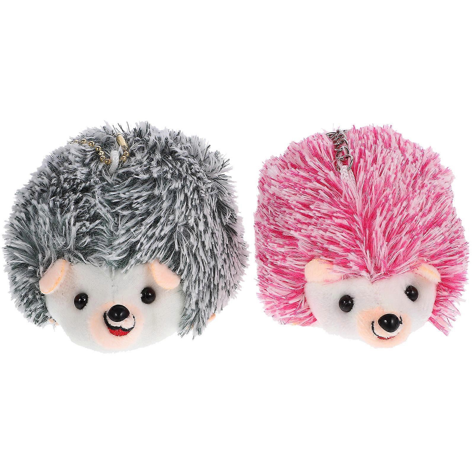 Mini Hedgehogs Stuffed Animal Keyring Daily Use Adorable Key Chain 2Pcs