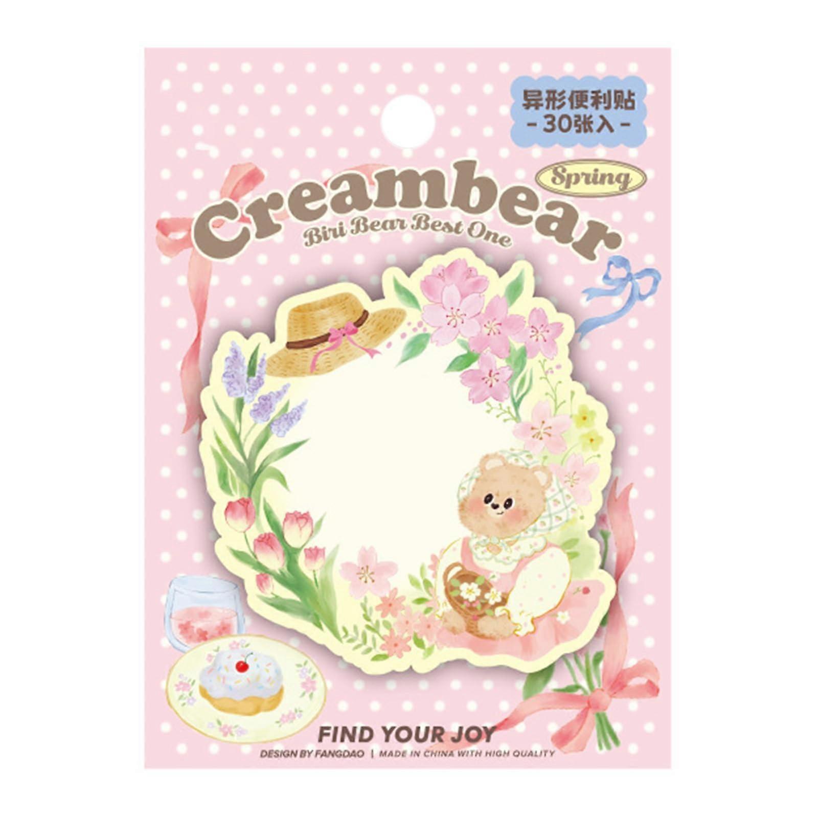 Cartoon Bear Sticky Notes 30 Sheets Pocket Memo Pad Colorful Reminder Notepad for Notebook Planner Fridge Calendar