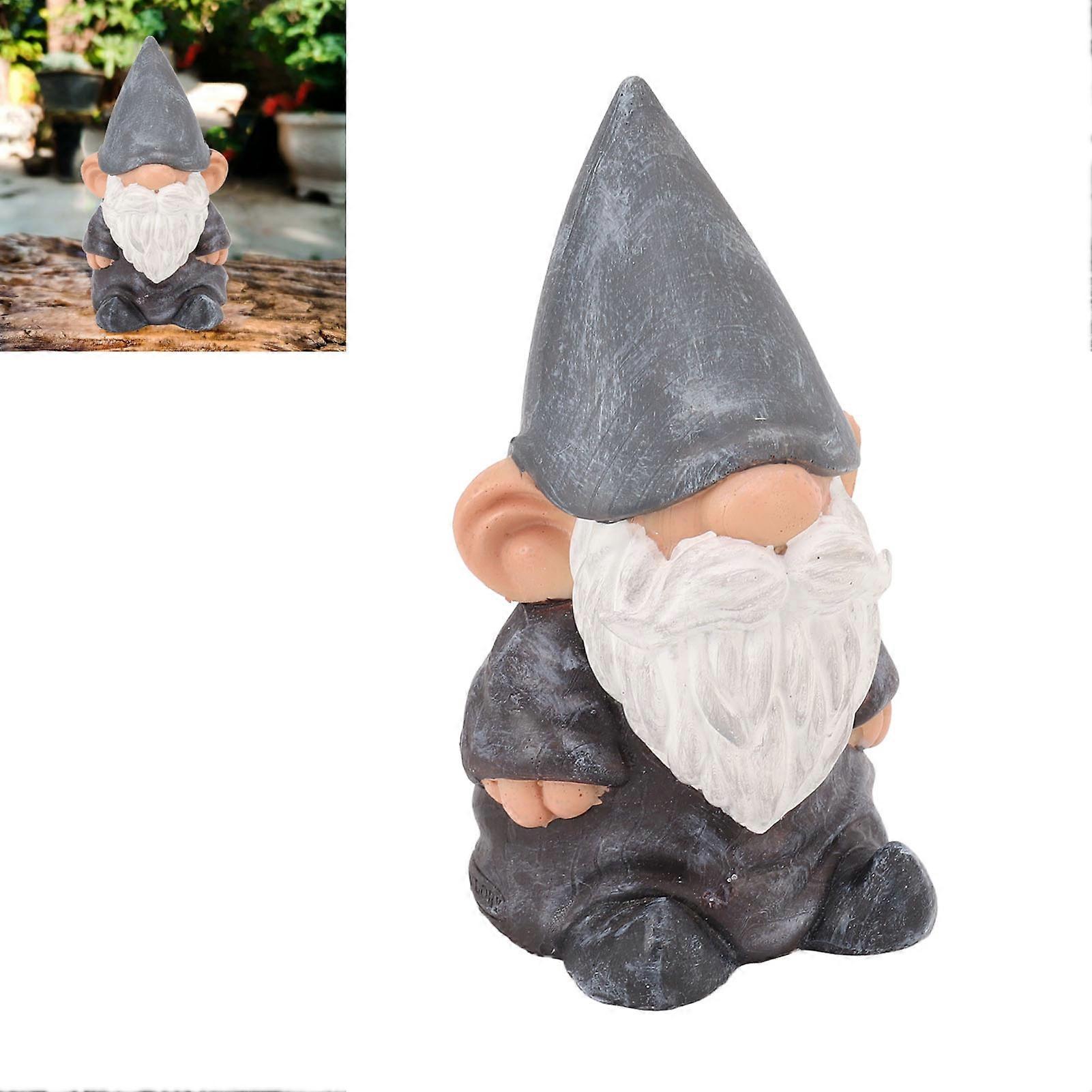 Garden Gnome Resin Structure Stable Bottom Retro Style Gnome Figurine for Patio Porch Decorations Pointed Head Brown 