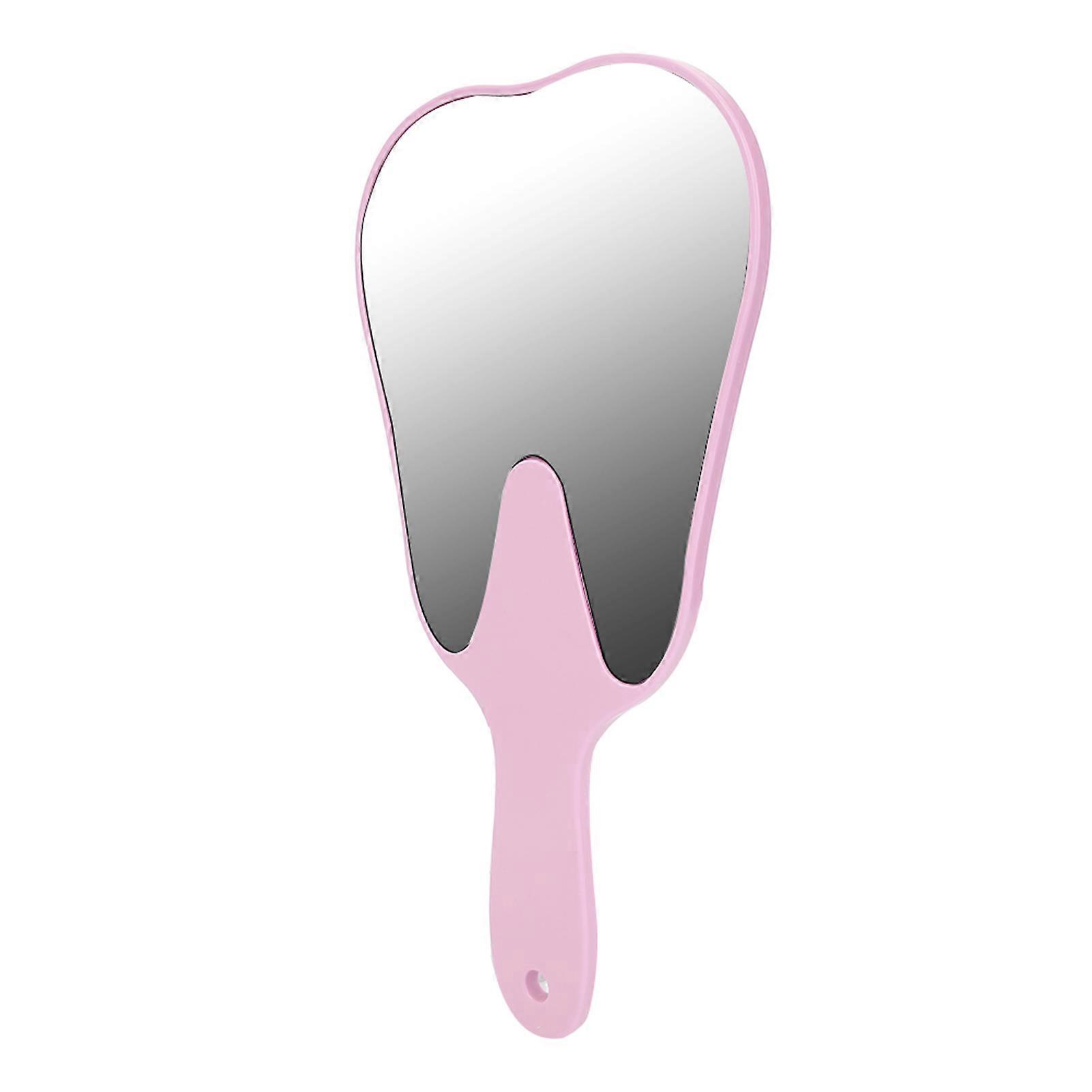 Tooth Shaped Mirror Cute Handle Dental Mirror Hand Mirror Dental AccessoryPink